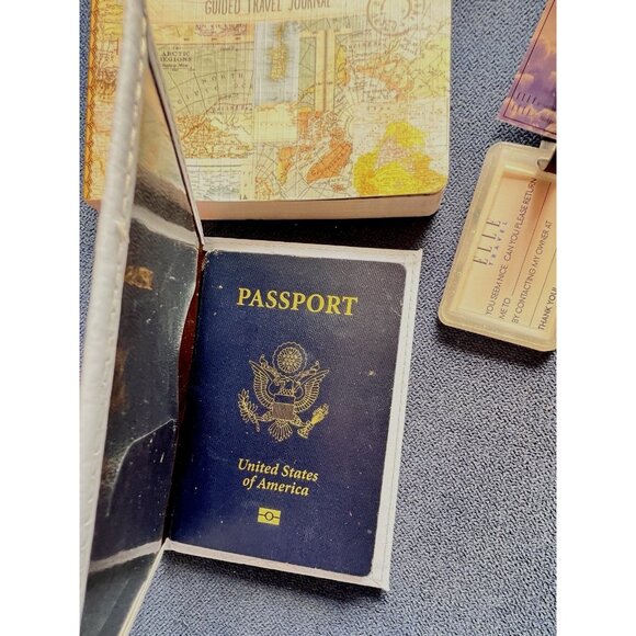 TRAVELER 5 Pc Gift Guided Journal Passport Cover Bag Tags Globe Necklace TRAVEL - Picture 7 of 10